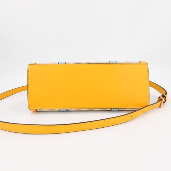 Tory Burch Blake Canvas Small Tote Blue Gold - Picture 7 of 12